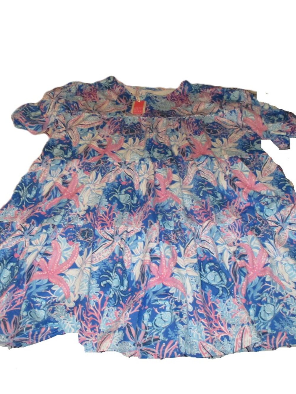 NWT Simply Southern Dress XXL Beach Ocean Puff Tier REEF UPF 50+ Sun Block 2X-3X